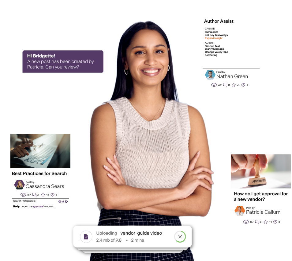 Image showcasing Bloomfire's AI-Powered Authoring Tools, emphasizing advanced features for knowledge management authoring